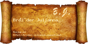 Bröder Julianna névjegykártya
